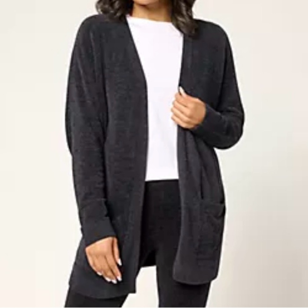 Barefoot Dreams Black Open-Front Cardigan